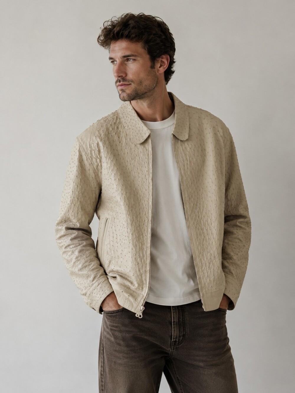 Bernini Beverly Hills Mens Ostrich Skin Jacket Size XL